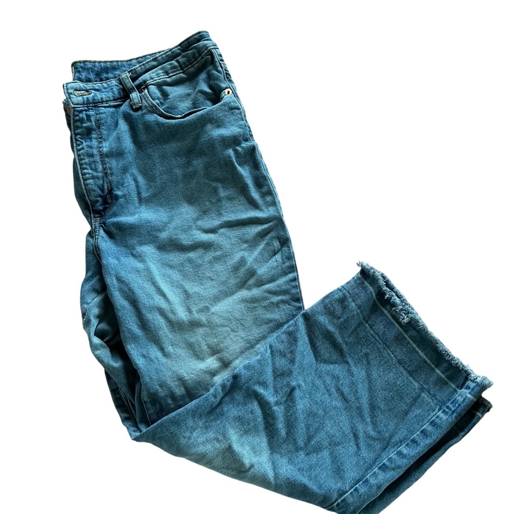 Universal‎ Thread Ankle Cropped Jeans Medium Wash Raw Hem 16/33R High Rise Denim